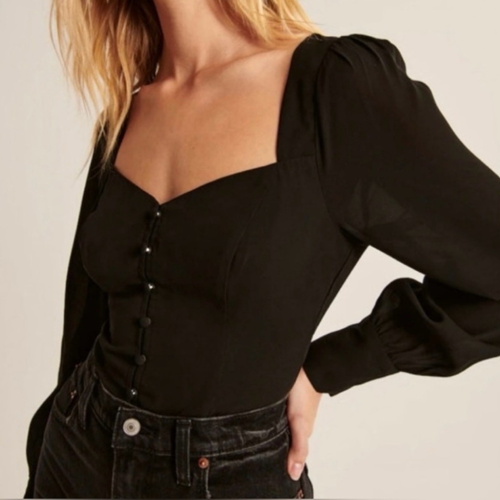Abercrombie black button down blouse